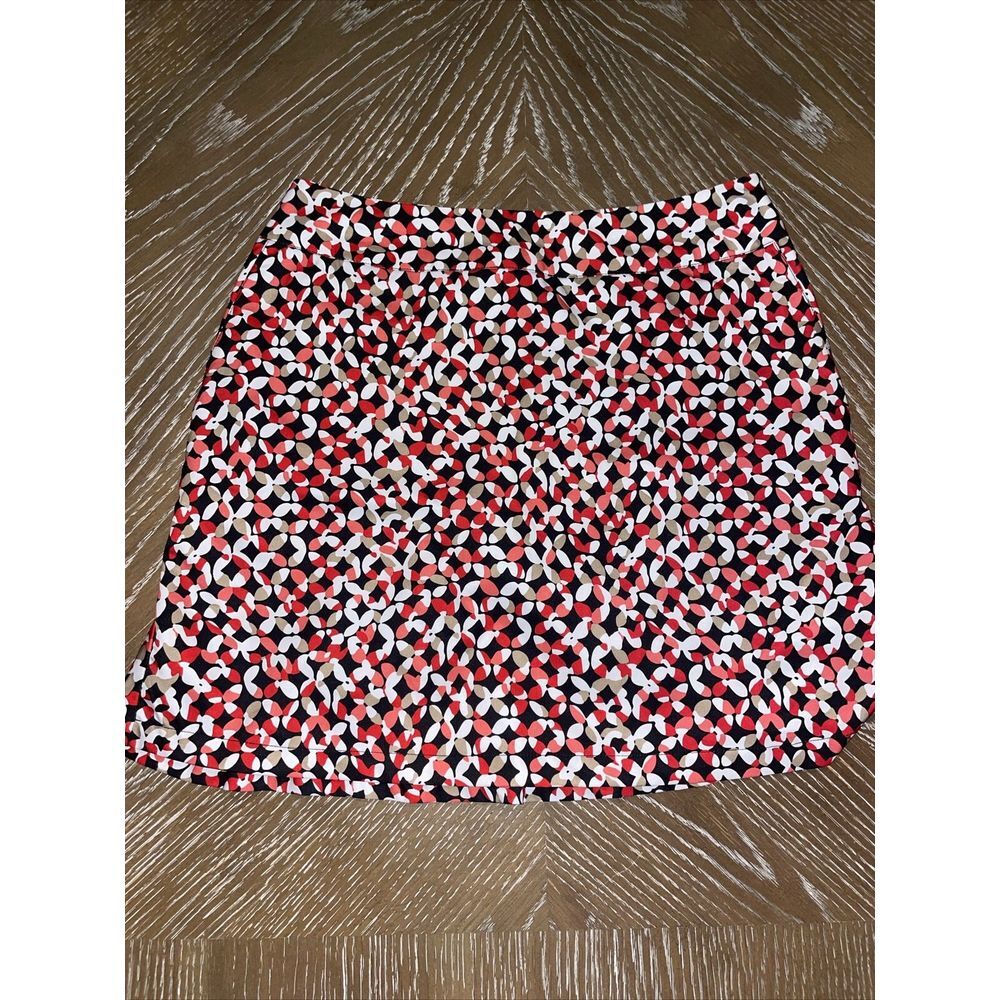 NEW TAIL‎ White Label Sz 6 SKORT Side Zip Pockets RED/BLACK/WHT Back Side Ruffle